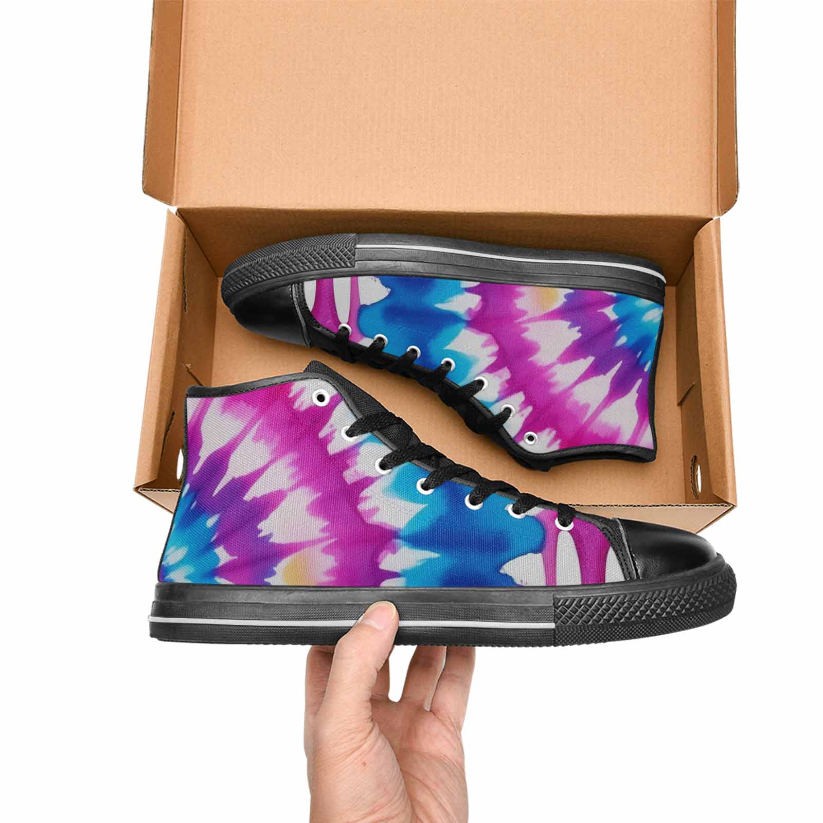MEN'S Tie Dye Drip High Top Canvas Vibrant Chaos Custom Shoes