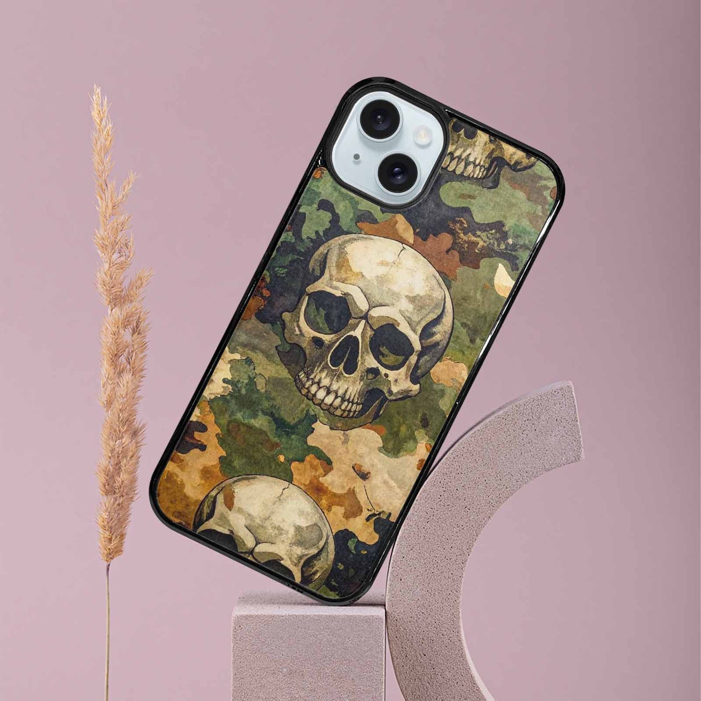 iPhone 15 Plus Case — Military Camo Texture Combined With Distressed, Unique Phone Case Design