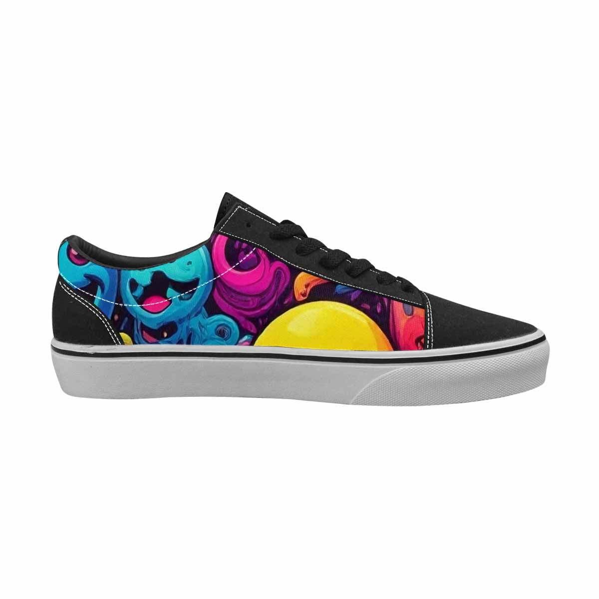 MEN'S Yellow Smiley Face Canvas Lace-Up Cottagecore Custom Shoes