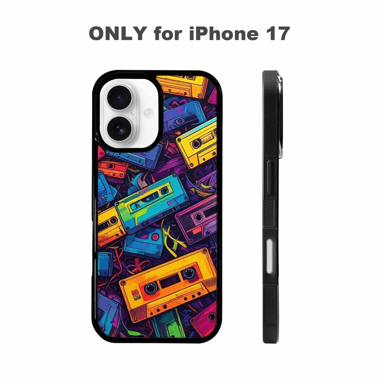iPhone 17 Case — Retro Cassette Tape Pattern Retro Vintage, Custom Designed Case Cover