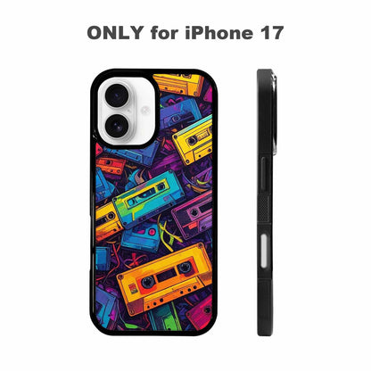 iPhone 17 Case — Retro Cassette Tape Pattern Retro Vintage, Custom Designed Case Cover