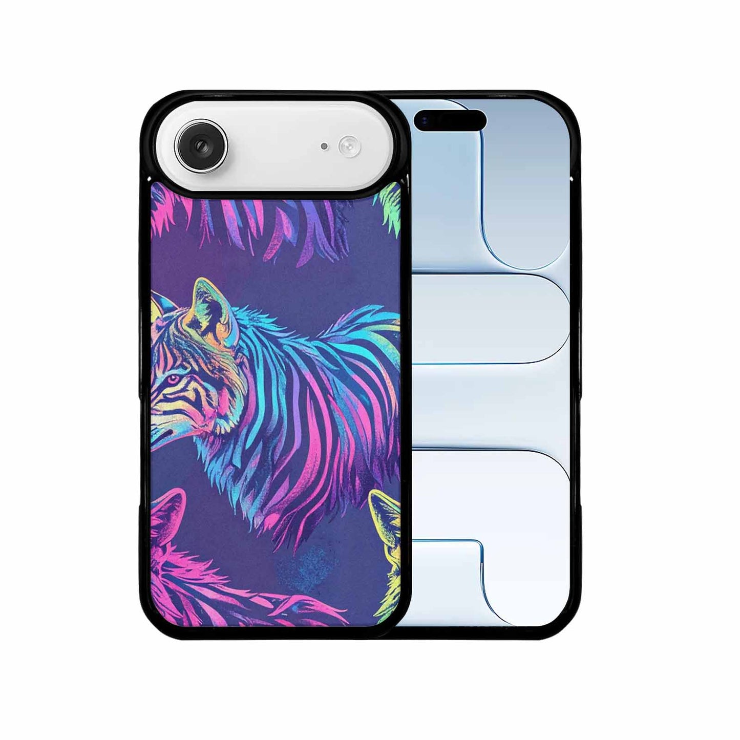iPhone 17 Air Case — Neon Zebra Print Wolf Animal Print, Original Design Phone Case