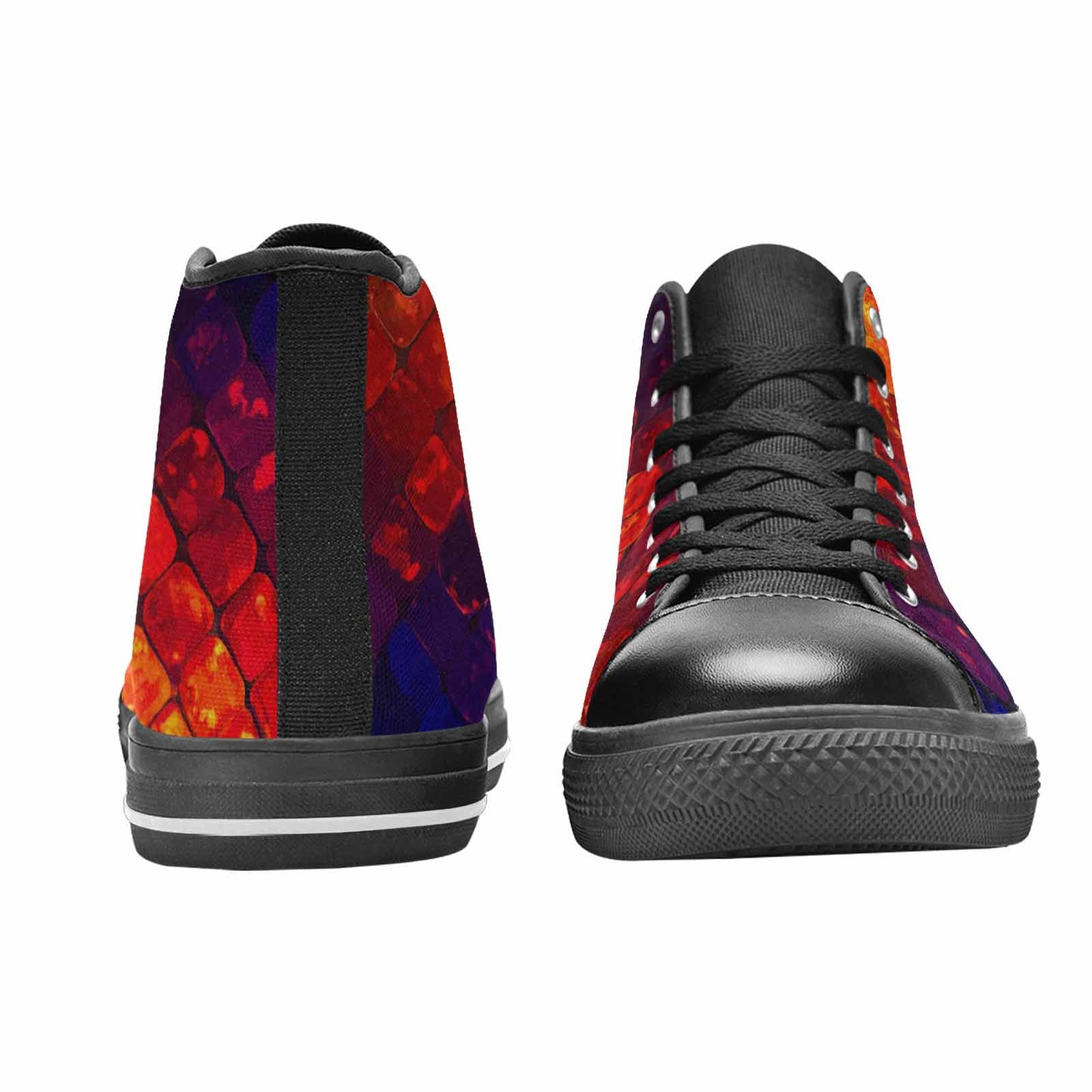 WOMEN'S Dark Snake Print High Top Canvas Vibrant Chaos Shoes