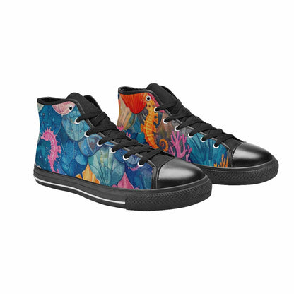 WOMEN'S Fish Scale Coral High Top Canvas Dreamcore Custom Shoes