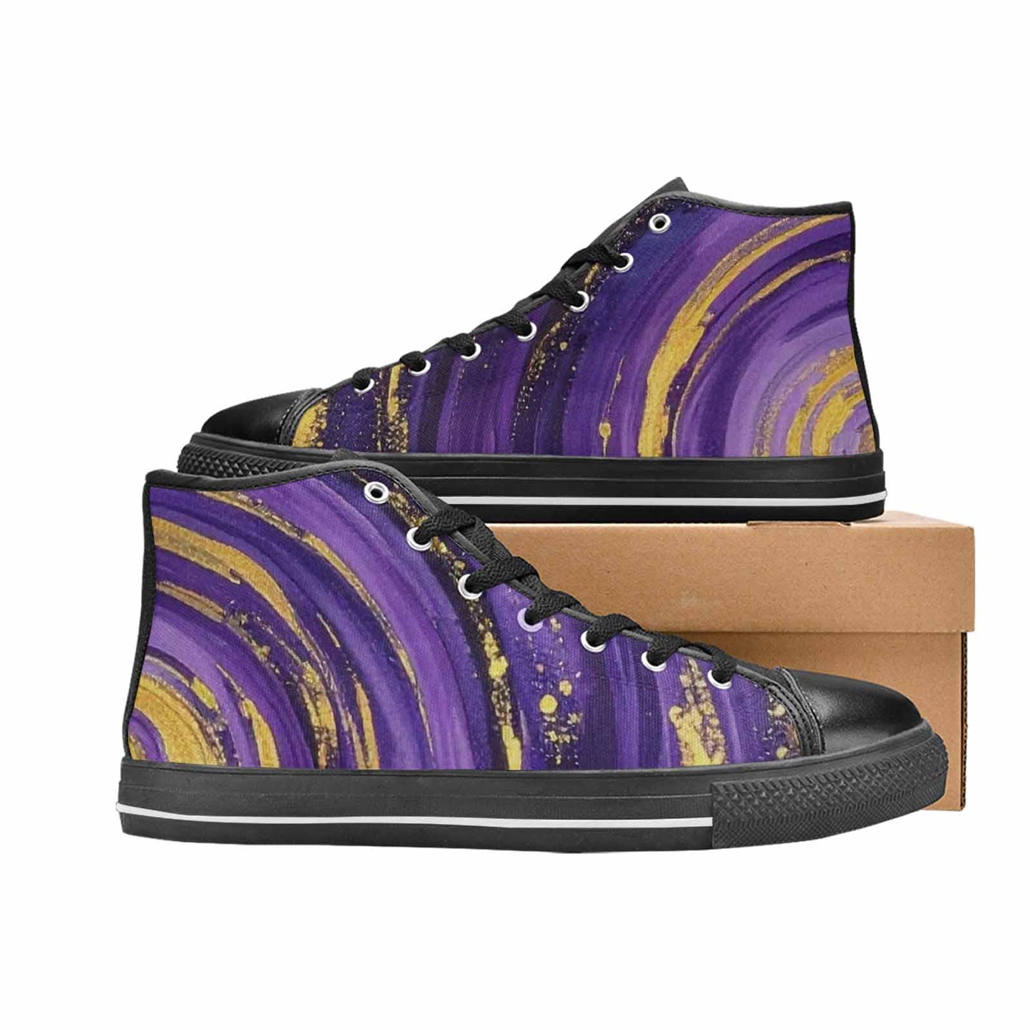 MEN'S Starry Night Nebula Brushstroke High Top Canvas Neon Fantasy Sneakers
