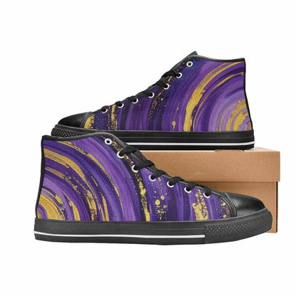 MEN'S Starry Night Nebula Brushstroke High Top Canvas Neon Fantasy Sneakers