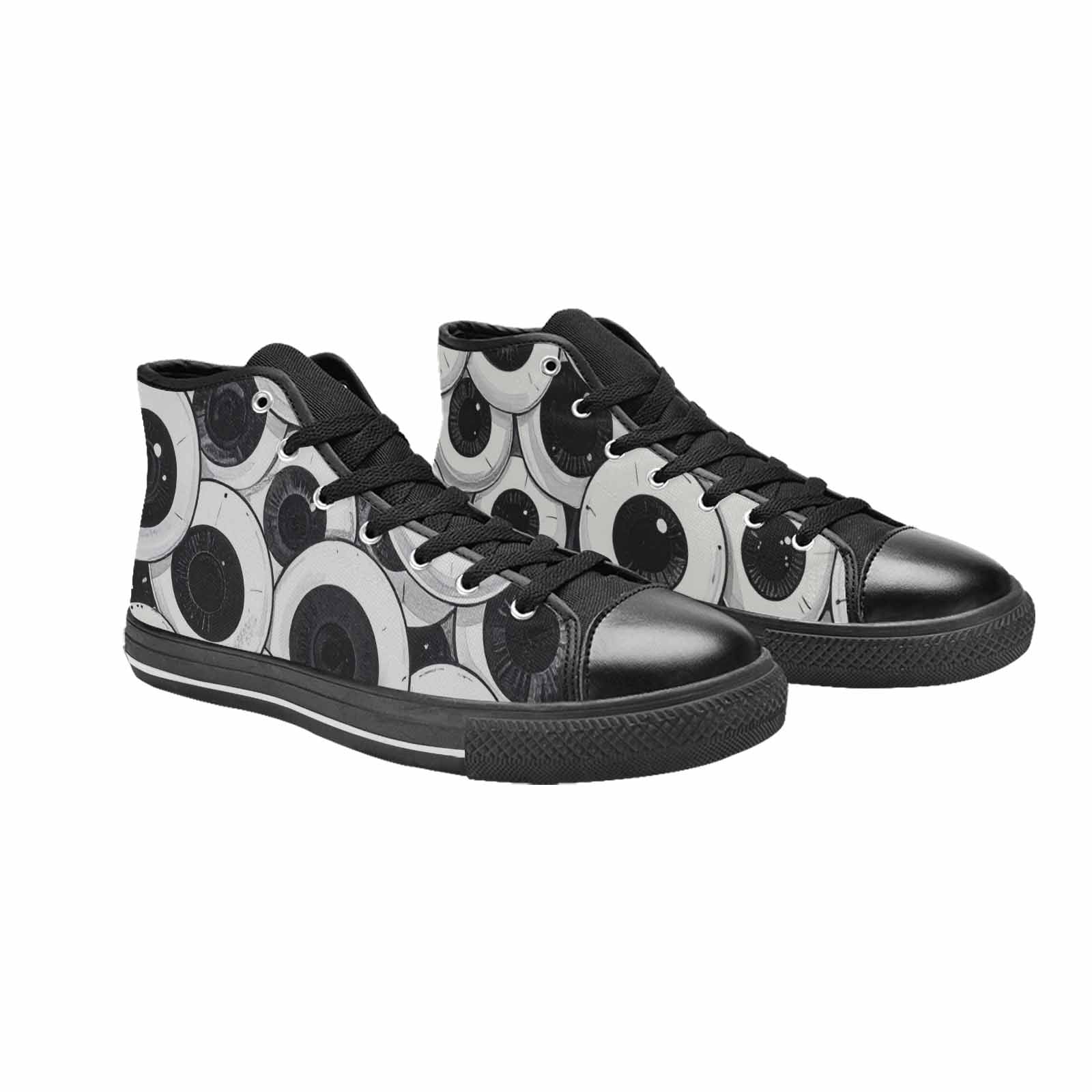 MEN'S Googly Cartoon Eyeballs High Top Canvas Wallpaper Art Custom Shoes