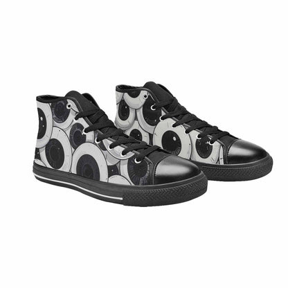 MEN'S Googly Cartoon Eyeballs High Top Canvas Wallpaper Art Custom Shoes