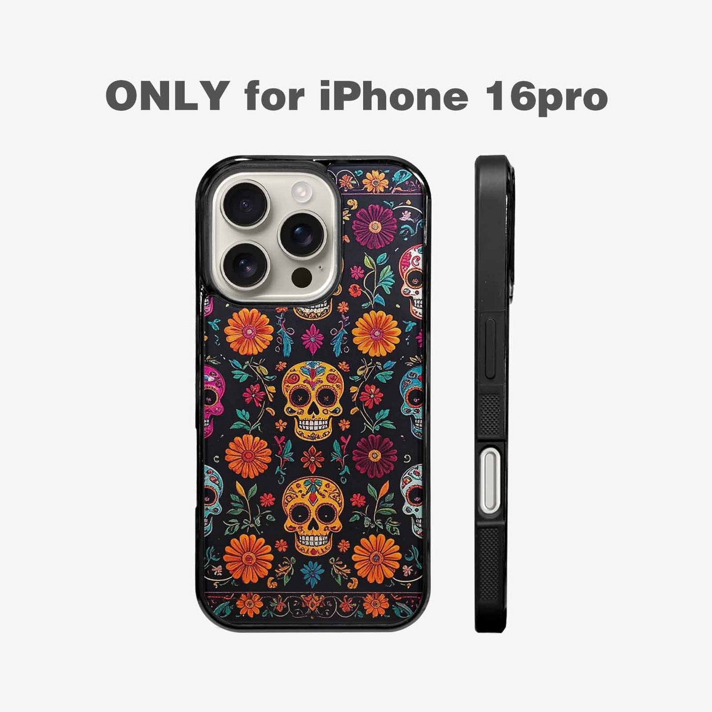 iPhone 16 Pro Case — Colorful Dia De Los Muertos Sugar, Original Design Phone Case