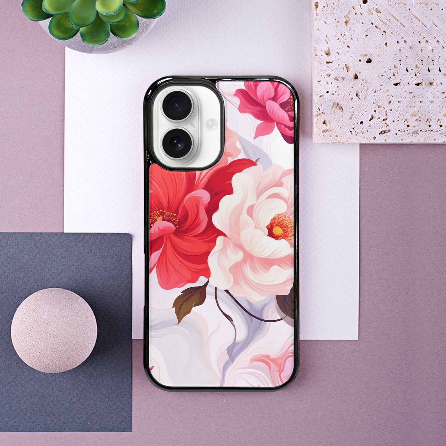 iPhone 16 Case — Marble Floral Custom, Custom Print Case Cover