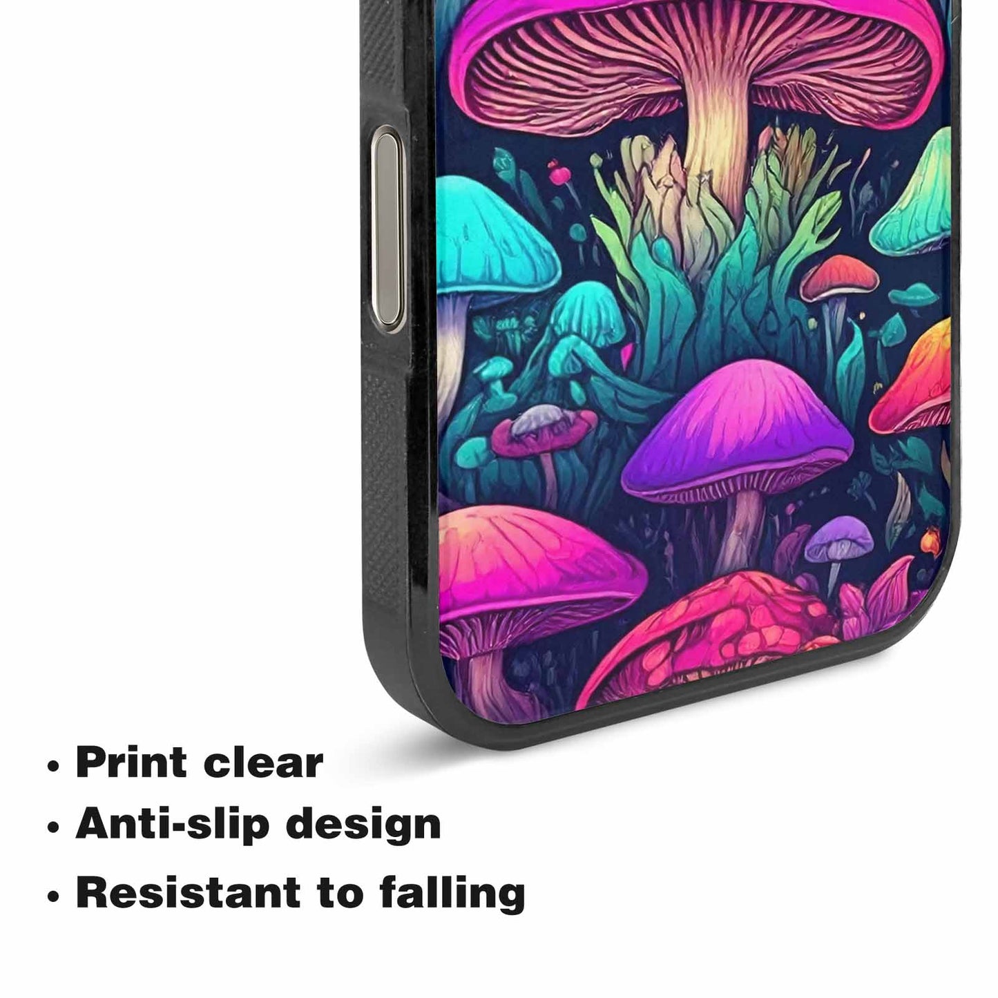 iPhone 16 Pro Case — Mushroom Psychedelic Art Seamless Pattern Vibrant, Custom Designed Case Cover