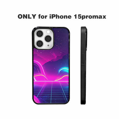 iPhone 15 Pro Max Case — 1980s Neon Cartoon Art Pattern, Custom Print Case Cover
