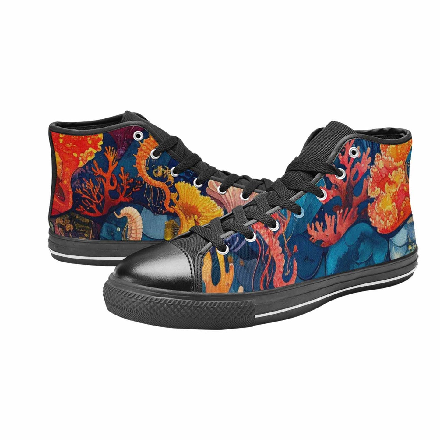 WOMEN'S Fish Scale Coral High Top Canvas Dark Academia Sneakers