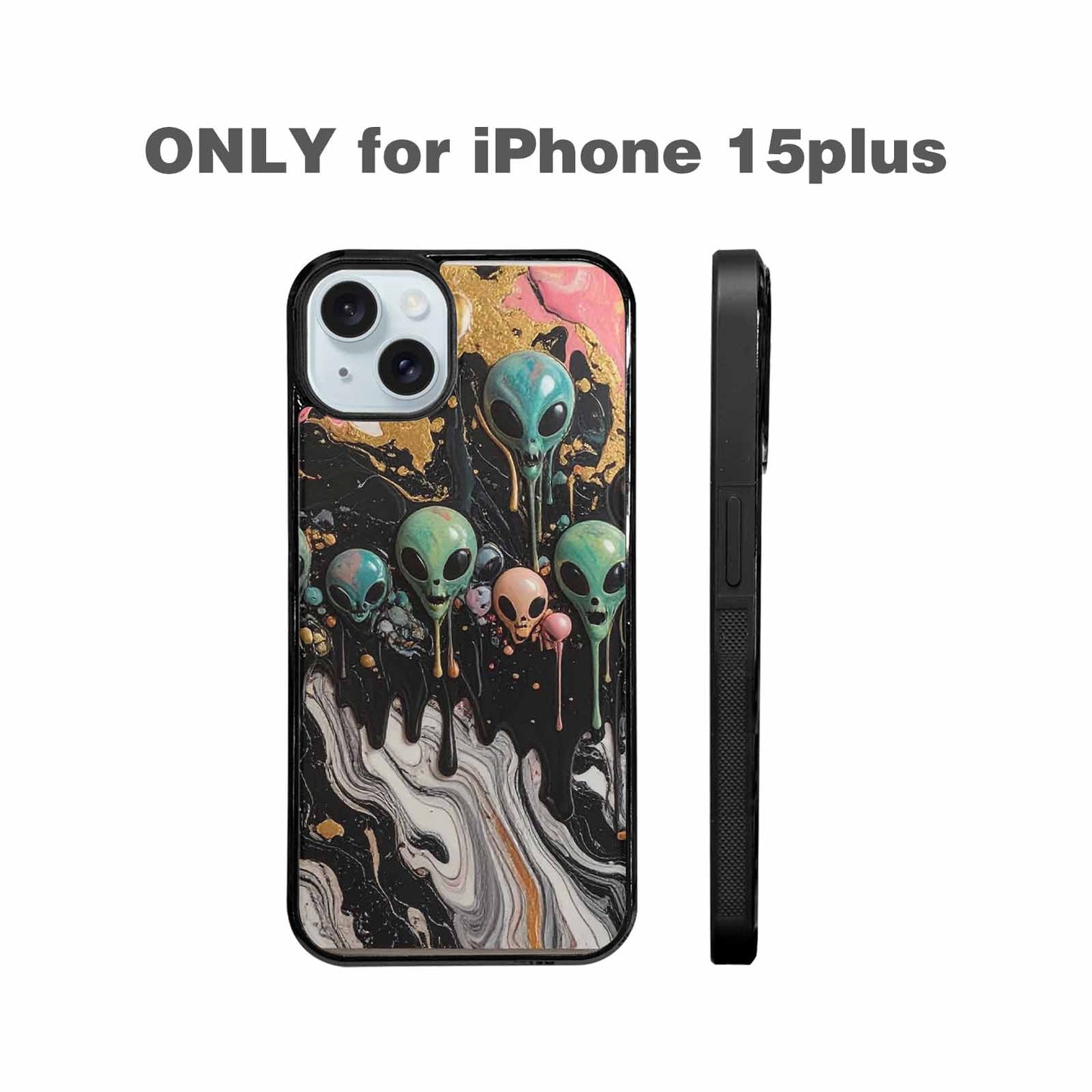 iPhone 15 Plus Case — Aliens Marblemelting Aliens Pa Ciq, Original Design Phone Case