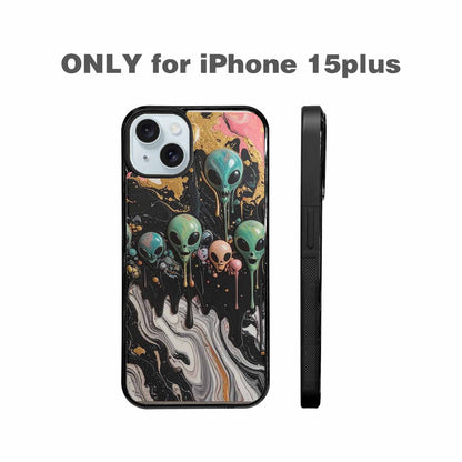 iPhone 15 Plus Case — Aliens Marblemelting Aliens Pa Ciq, Original Design Phone Case
