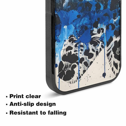 iPhone 15 Plus Case — Animal Print Black Blue Ink Animal, Custom Designed Case Cover