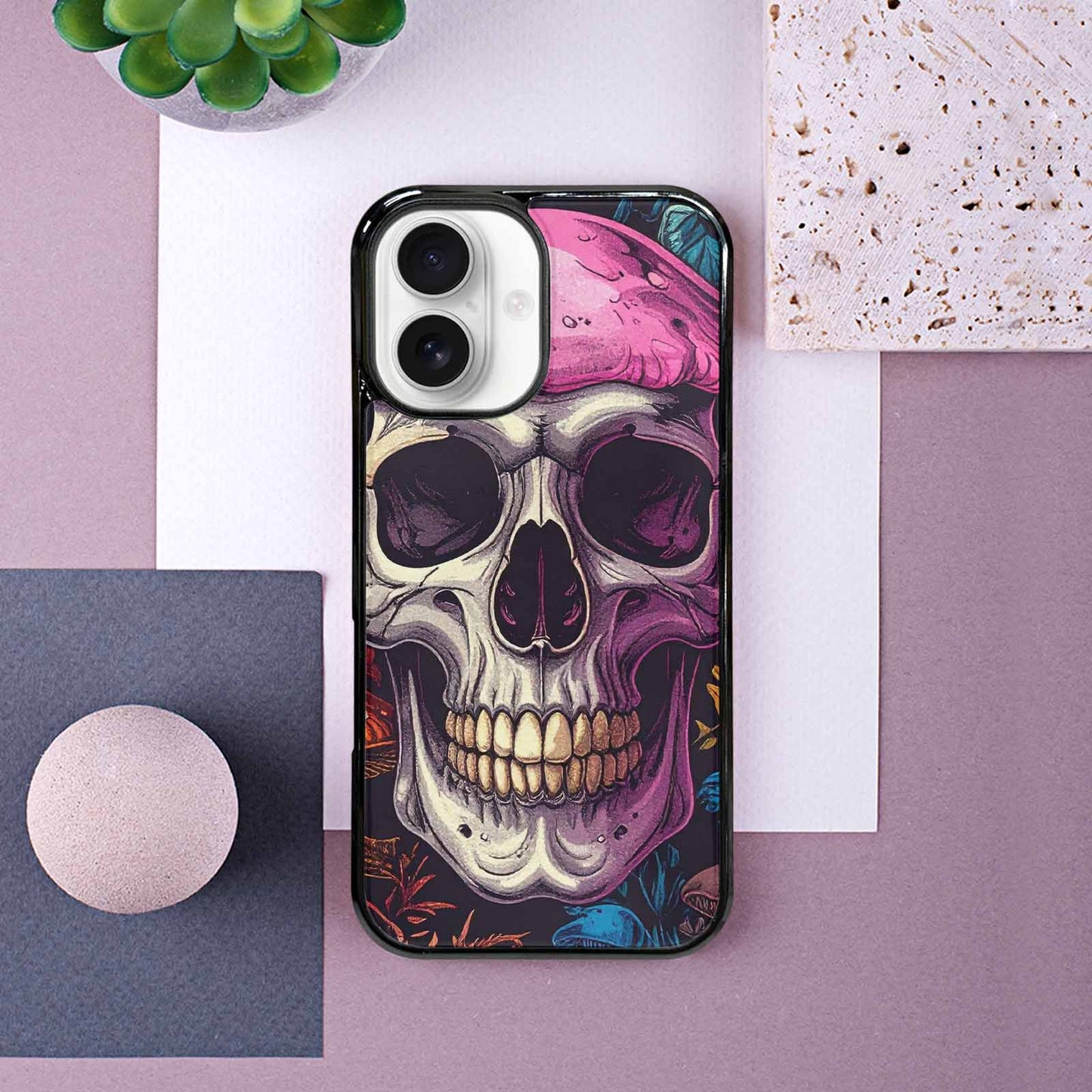 iPhone 16 Case — Mushroom Skull, Personalized Phone Case