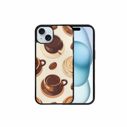 iPhone 15 Plus Case — Coffee Cup And Bean Pattern Seamless, Custom Print Case Cover