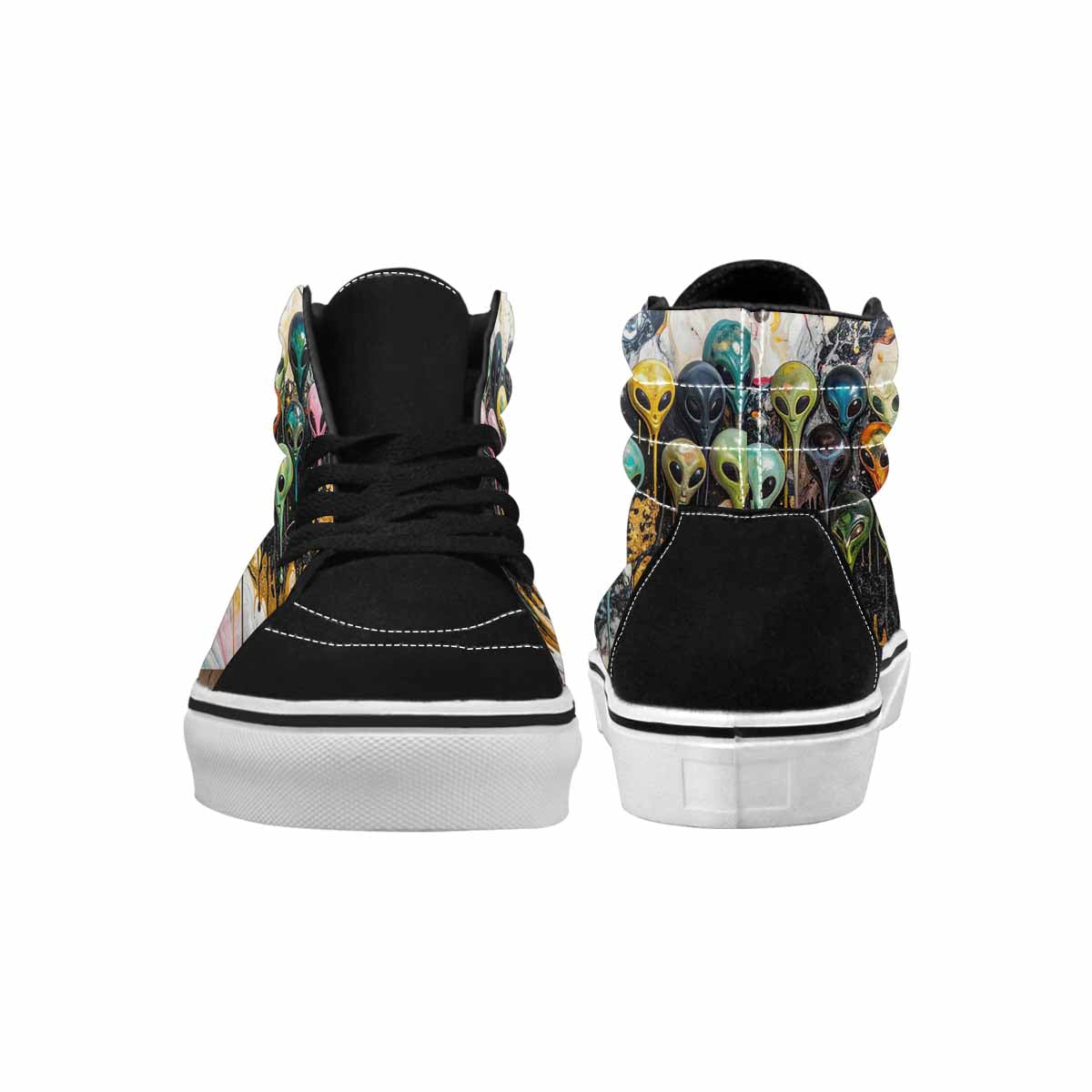 MEN'S Aliens  Marble Melting High Top Canvas Cottagecore Custom Sneakers