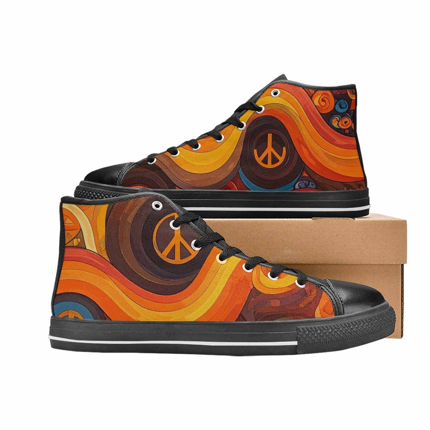 MEN'S Groovy 70S Peace High Top Canvas Dark Academia Shoes