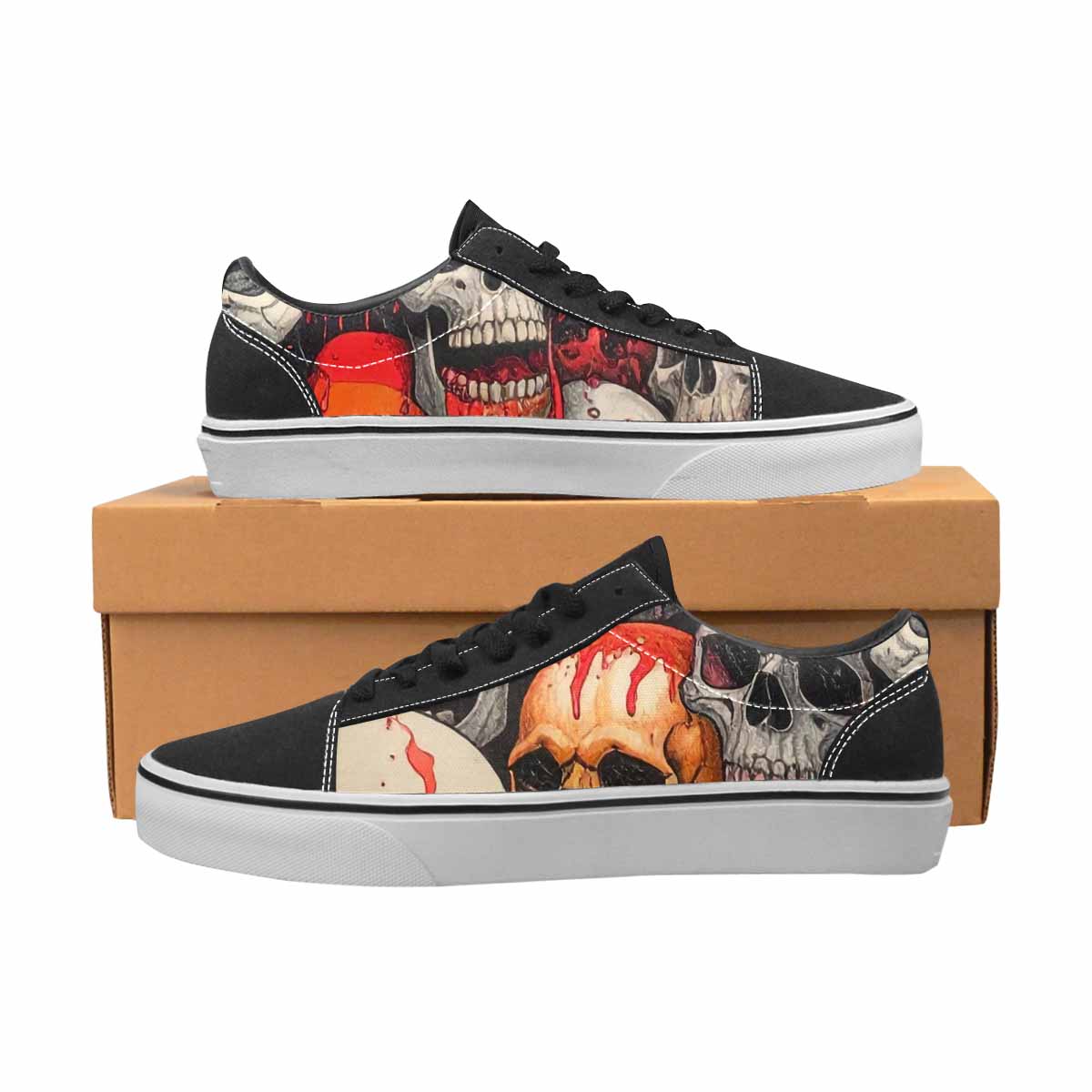 WOMEN'S Rainbow From Skull S Lace-Up Canvas Kaleidoscope Sneakers