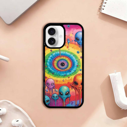 iPhone 17 Case — Melting Aliens Pattern Alien Scifi, Unique Phone Case Design