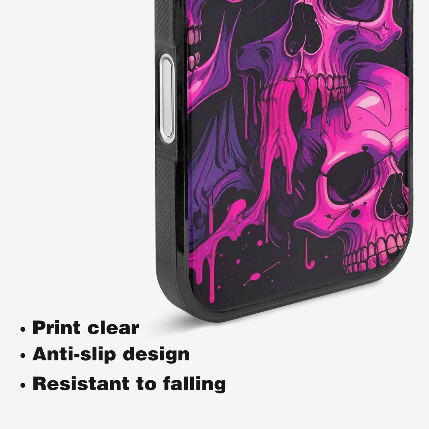 iPhone 16 Plus Case — Pink Purple Skeletons Neon Drip Melting, Custom Printed Phone Case