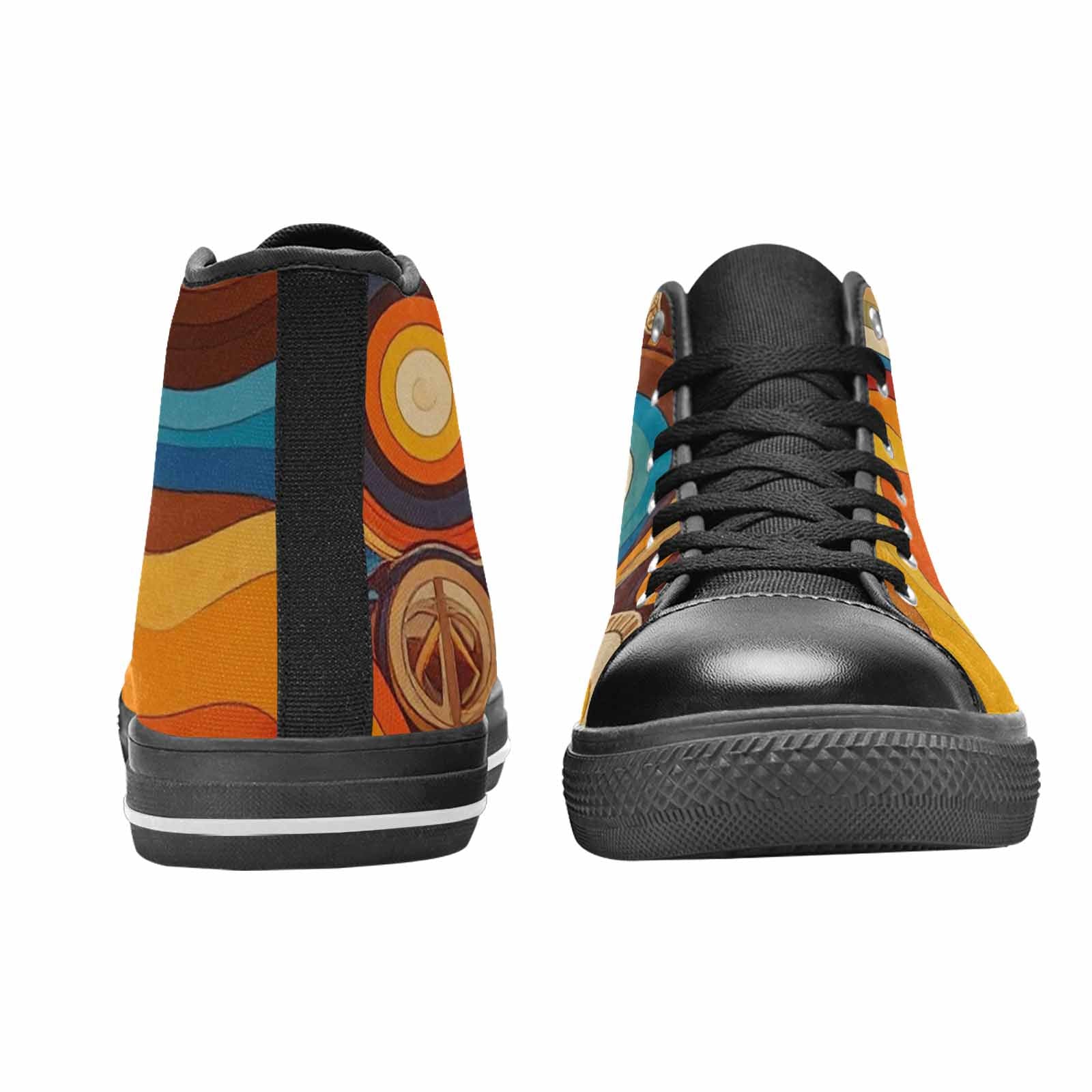 MEN'S Groovy 70S Peace High Top Canvas Vibrant Chaos Shoes