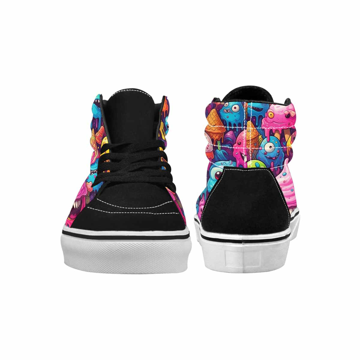 MEN'S Melting Ice Cream Monster High Top Canvas Melting Art Custom Sneakers