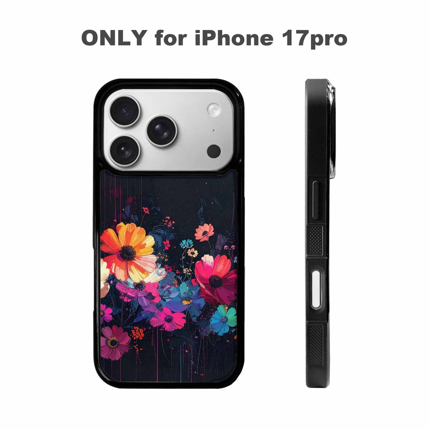 iPhone 17 Pro Case — Shadowy Glitch Floral Pattern Hundreds Floral, Custom Art Phone Cover