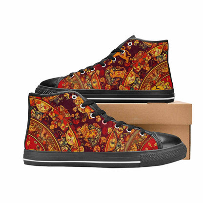 WOMEN'S Mandala Lions High Top Canvas Vivid Custom Sneakers