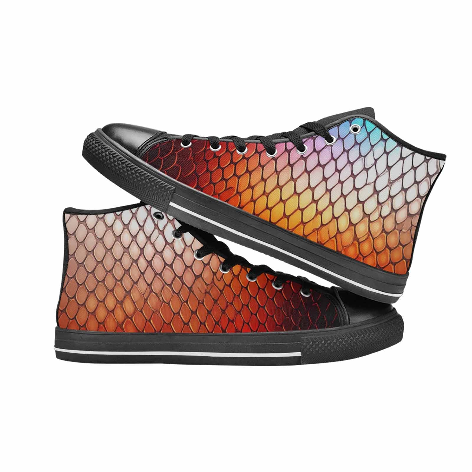 WOMEN'S Dark Snake Print High Top Canvas Aesthetic Shoes