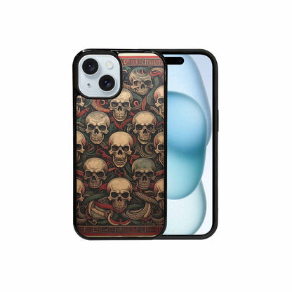 iPhone 15 Case — Traditional Tattoo Style Skulls Entwined With, Custom Art Phone Cover