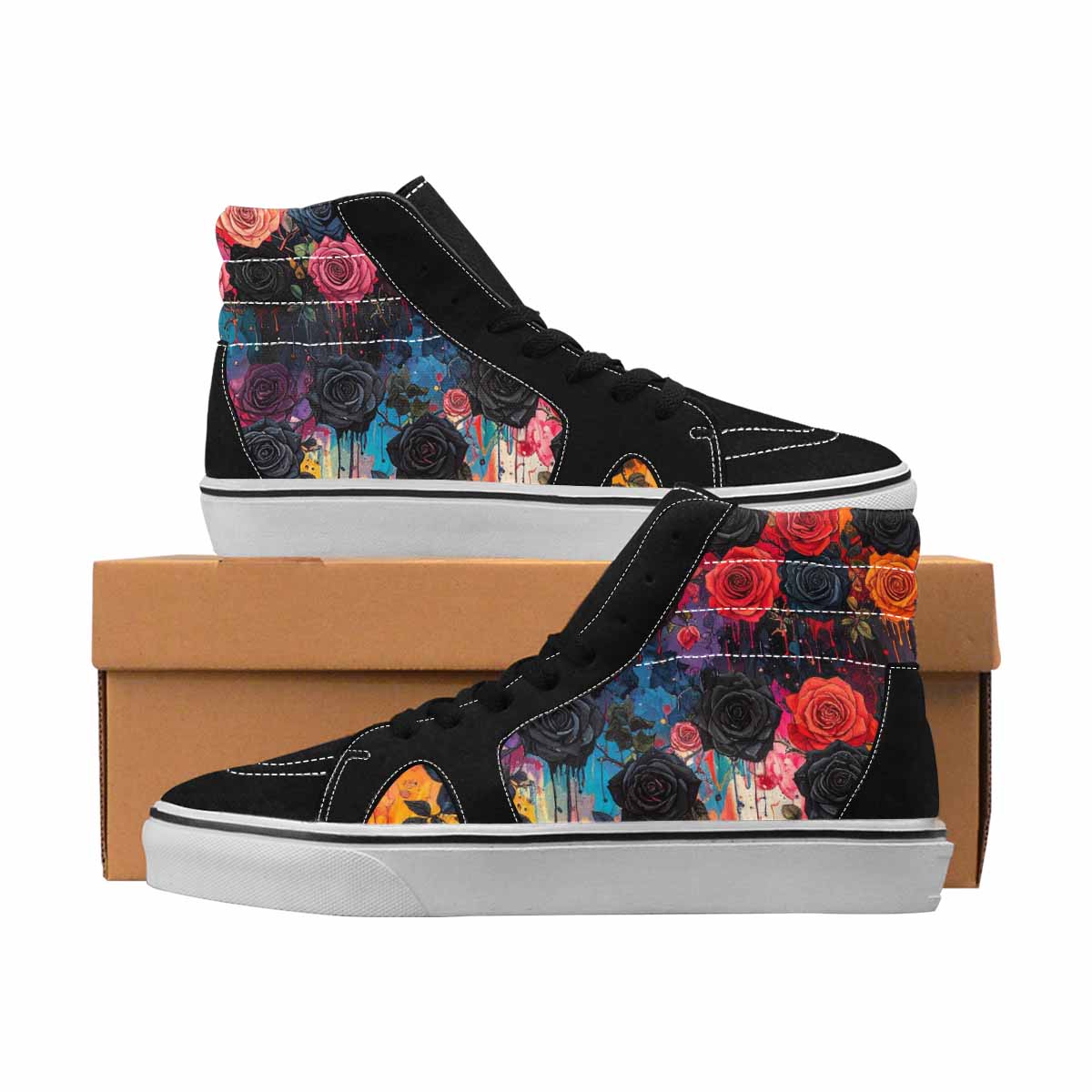 MEN'S Gothic Roses High Top Canvas Graphic Print Neon Fantasy Sneakers