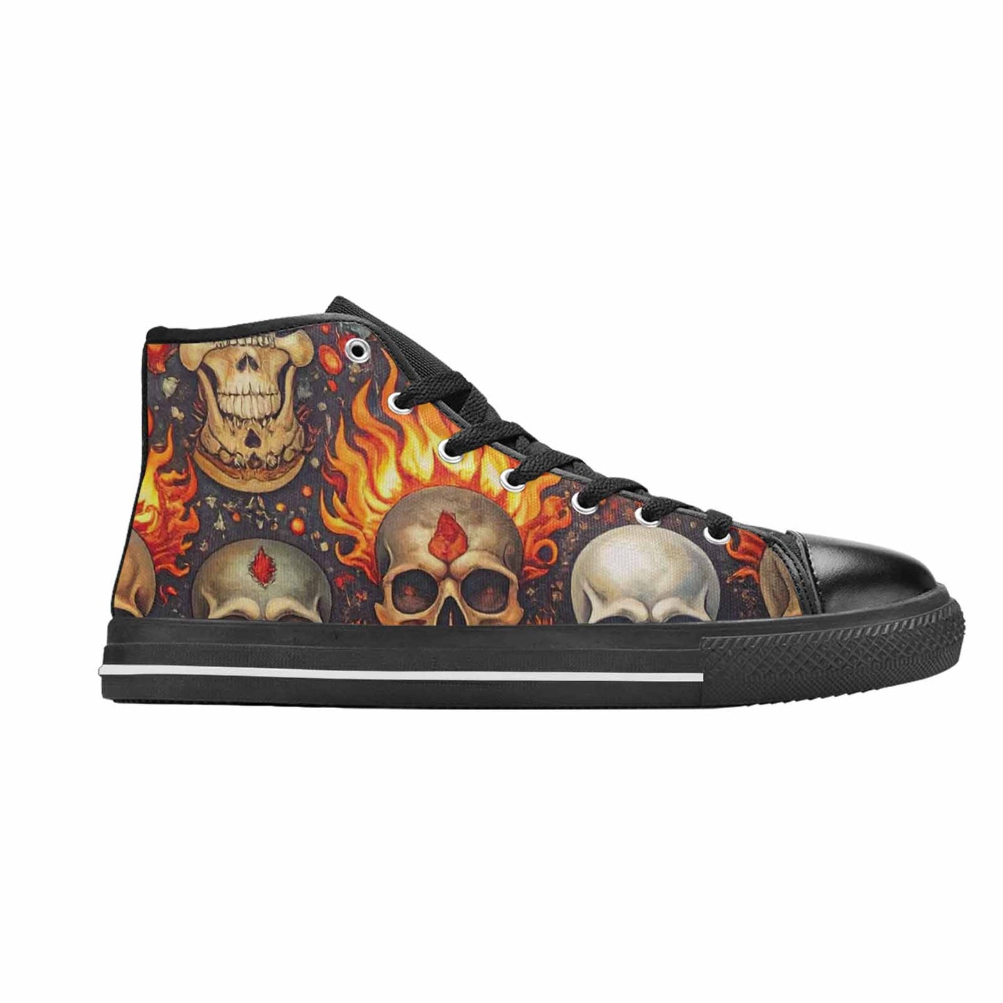 MEN'S Skulls - Flaming High Top Canvas Aesthetic Custom Sneakers
