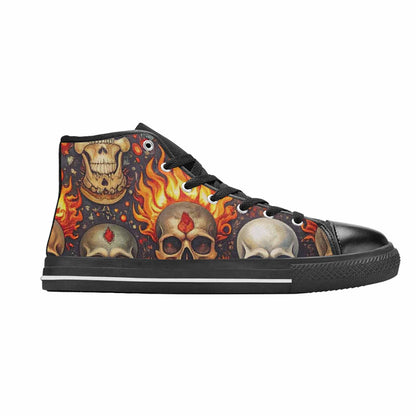 MEN'S Skulls - Flaming High Top Canvas Aesthetic Custom Sneakers
