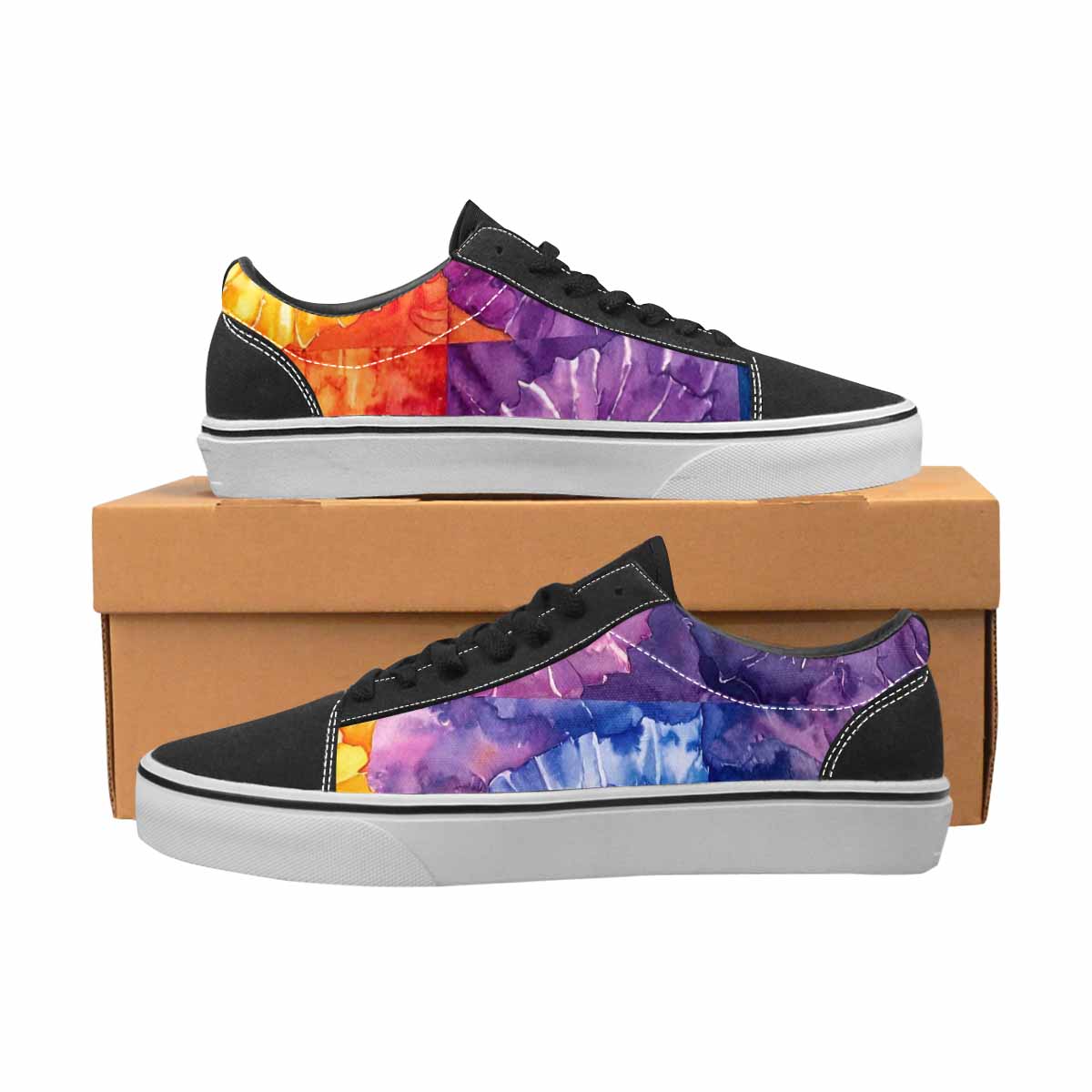 MEN'S Tie Dye Swirl Canvas Lace-Up Dark Academia Custom Sneakers
