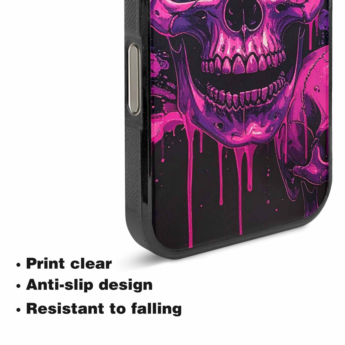 iPhone 16 Pro Case — Pink Purple Skeletons Neon Drip Melting, Custom Made Phone Cover