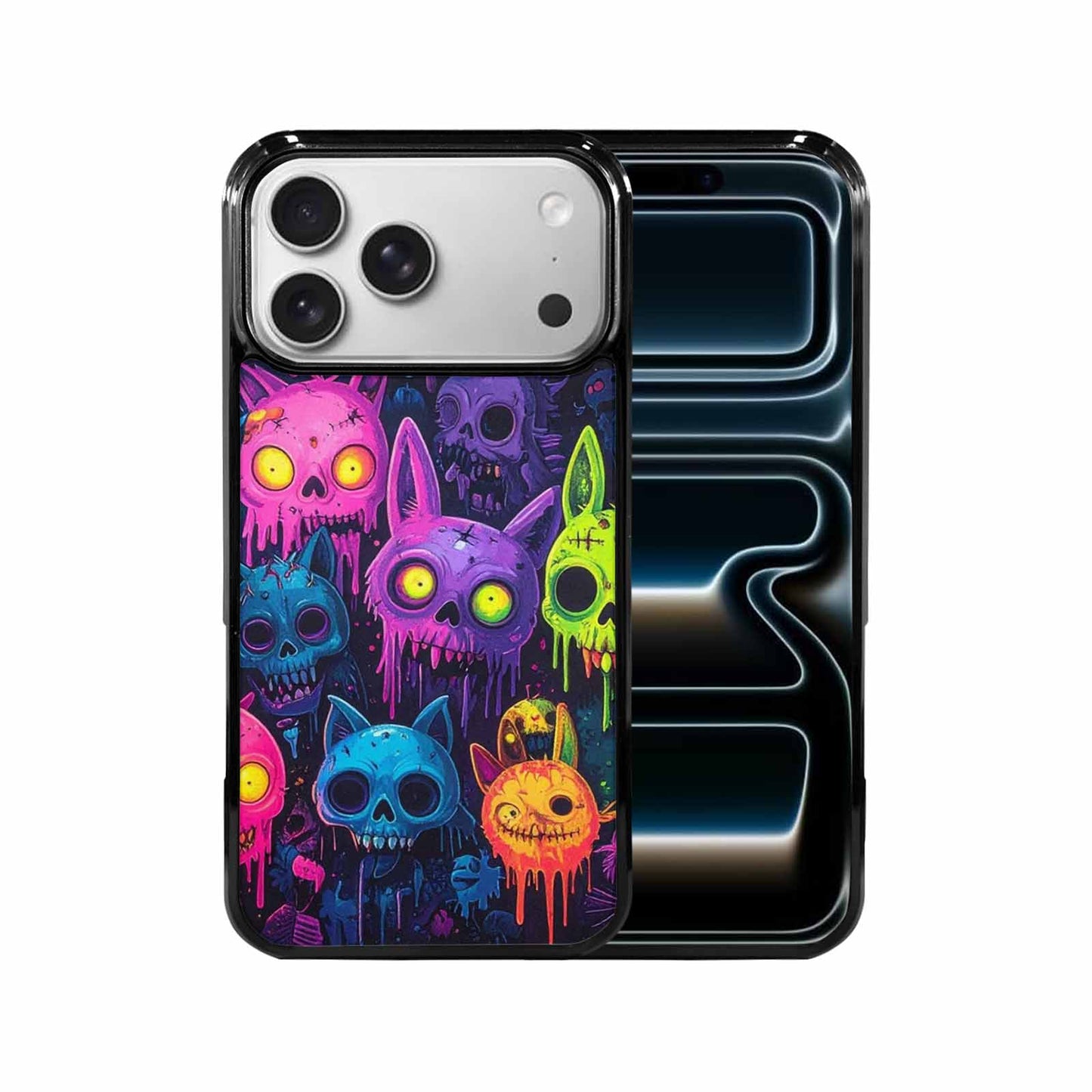 iPhone 17 Pro Max Case — Mixed Toxic Glow Creature Cartoon Cute, Custom Printed Phone Case