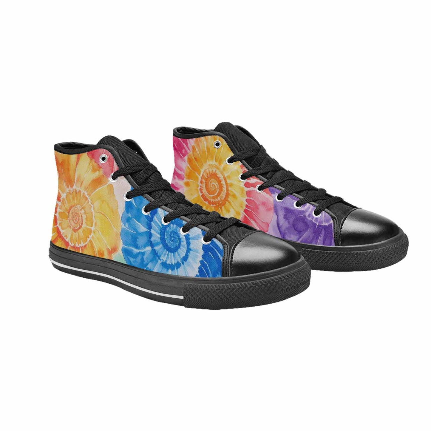 MEN'S Tie Dye Swirl High Top Canvas Vibrant Chaos Shoes