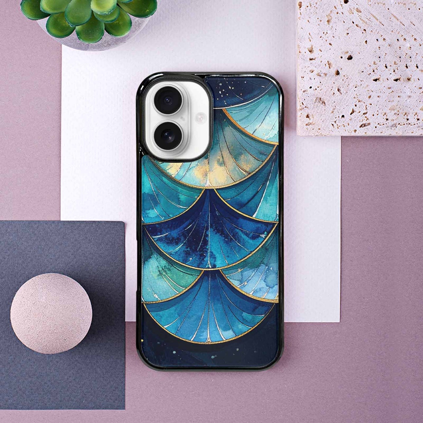 iPhone 16 Case — Mermaid Scale Art Pattern, Custom Art Phone Cover