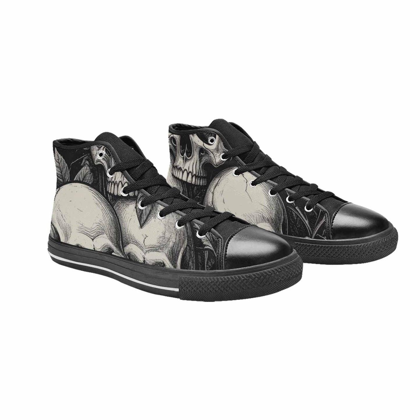 MEN'S Skulls Roses Black Ink High Top Canvas Y2K Shoes