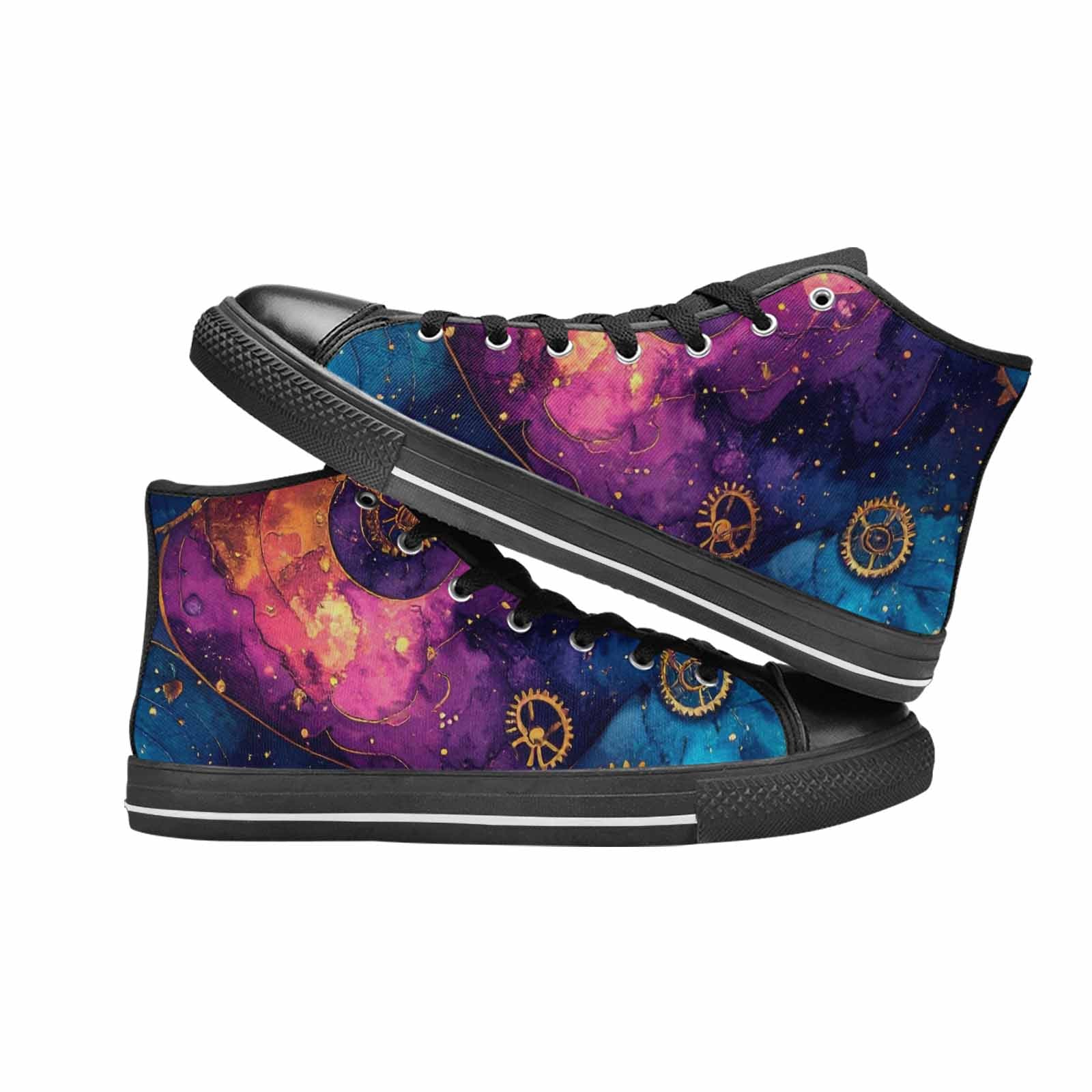 WOMEN'S Steampunk Galaxy High Top Canvas Cottagecore Custom Sneakers
