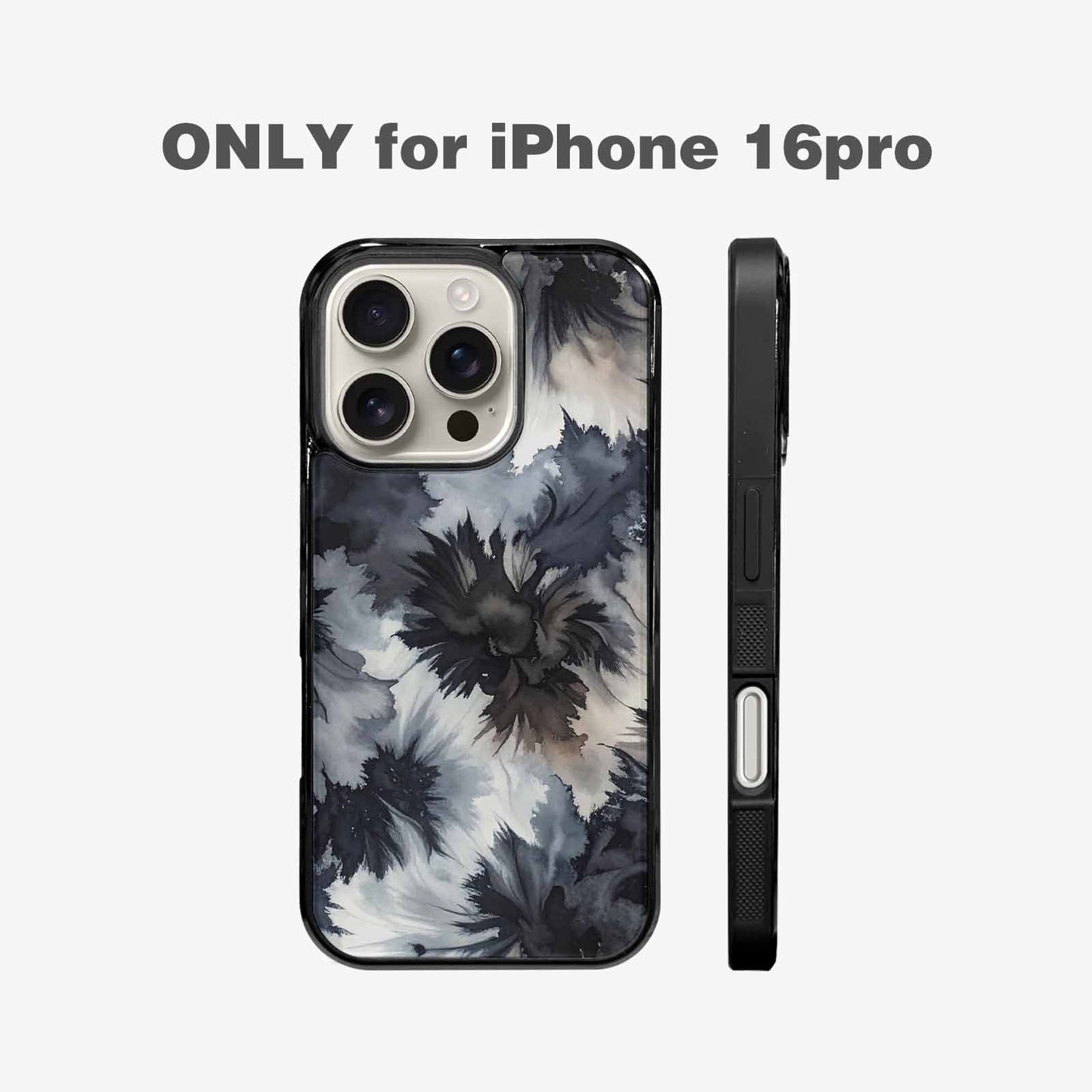 iPhone 16 Pro Case — Tie Dye Black And Gray Blended, Custom Phone Case