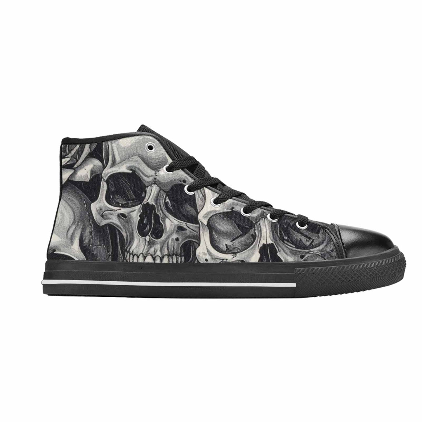 WOMEN'S Skulls Roses Pen Ink High Top Canvas Y2K Custom Sneakers