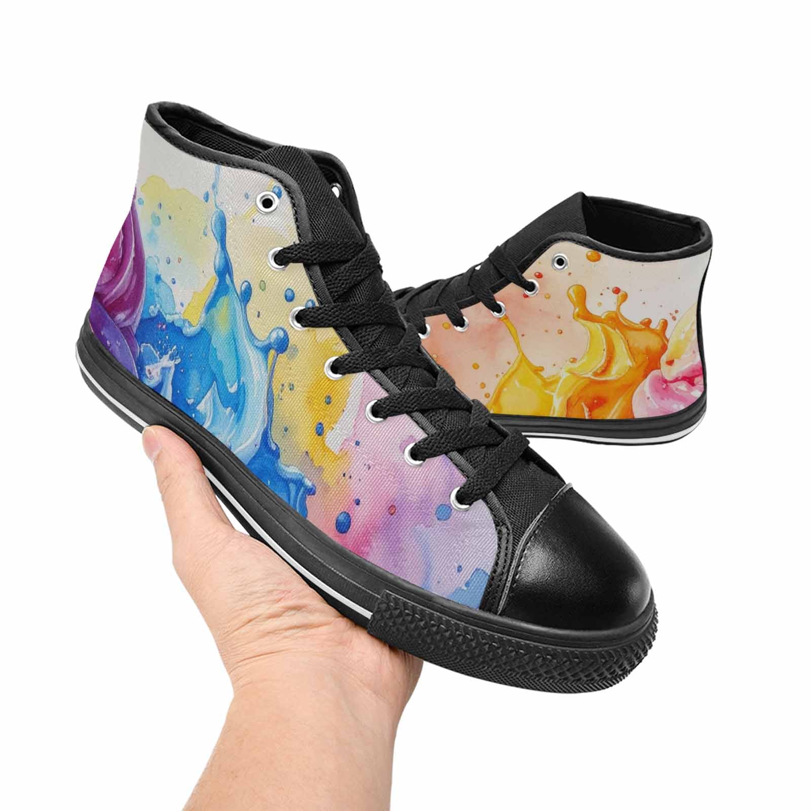MEN'S Melting Icecream Collage High Top Canvas Neon Fantasy Custom Shoes