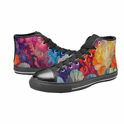 WOMEN'S Fish Scale Coral High Top Canvas Cottagecore Sneakers