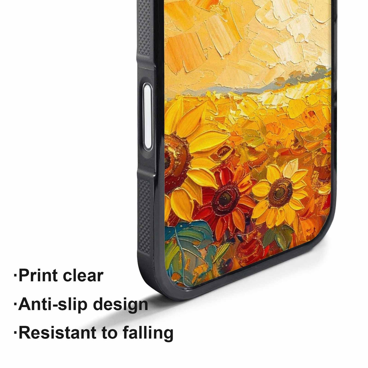iPhone 17 Pro Case — Impressionist Sunflower Brushstroke Pattern Hundreds Floral, Custom Phone Case