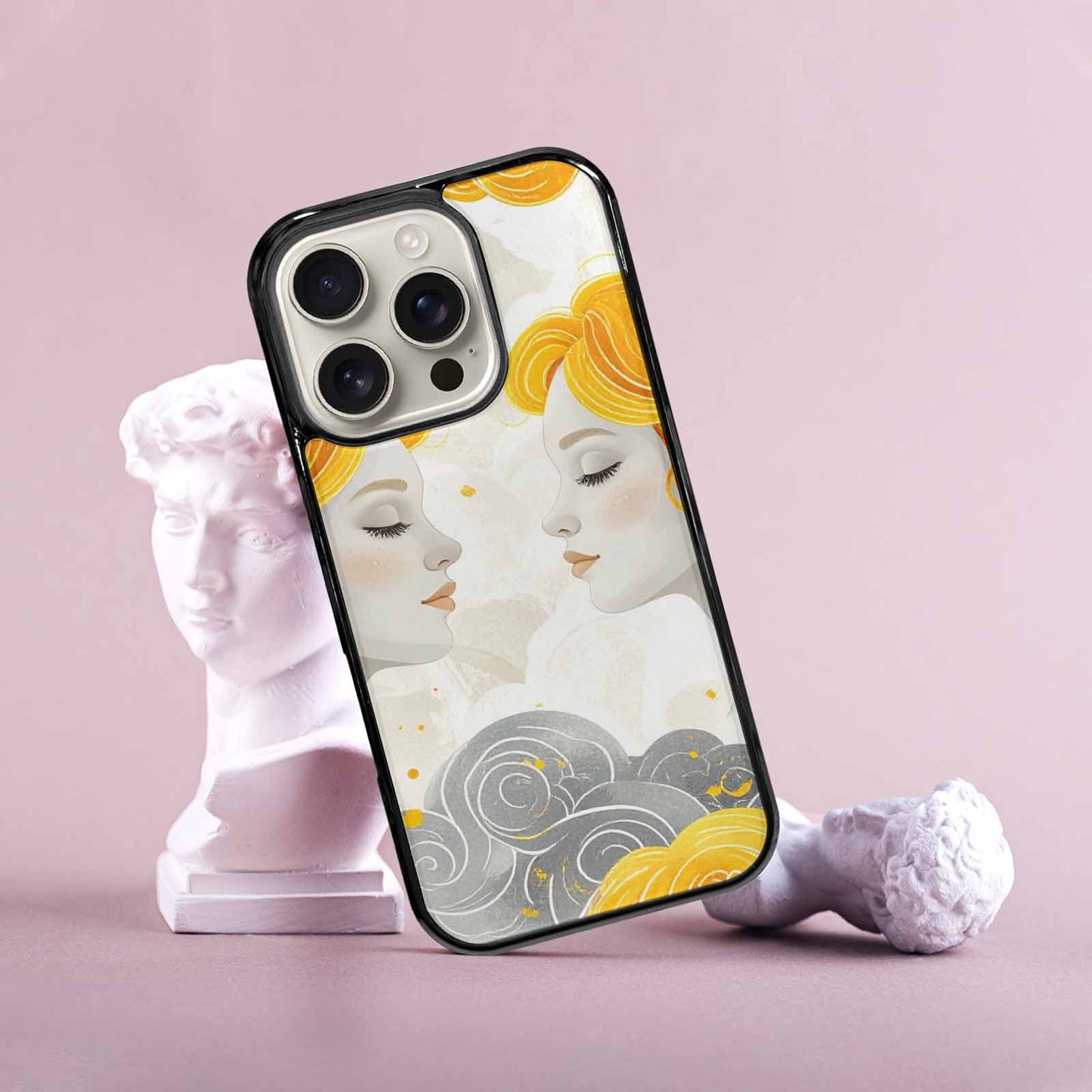 iPhone 16 Pro Case — Gemini Twins Zodiac Pattern Seamless Repeat, Personalized Phone Case