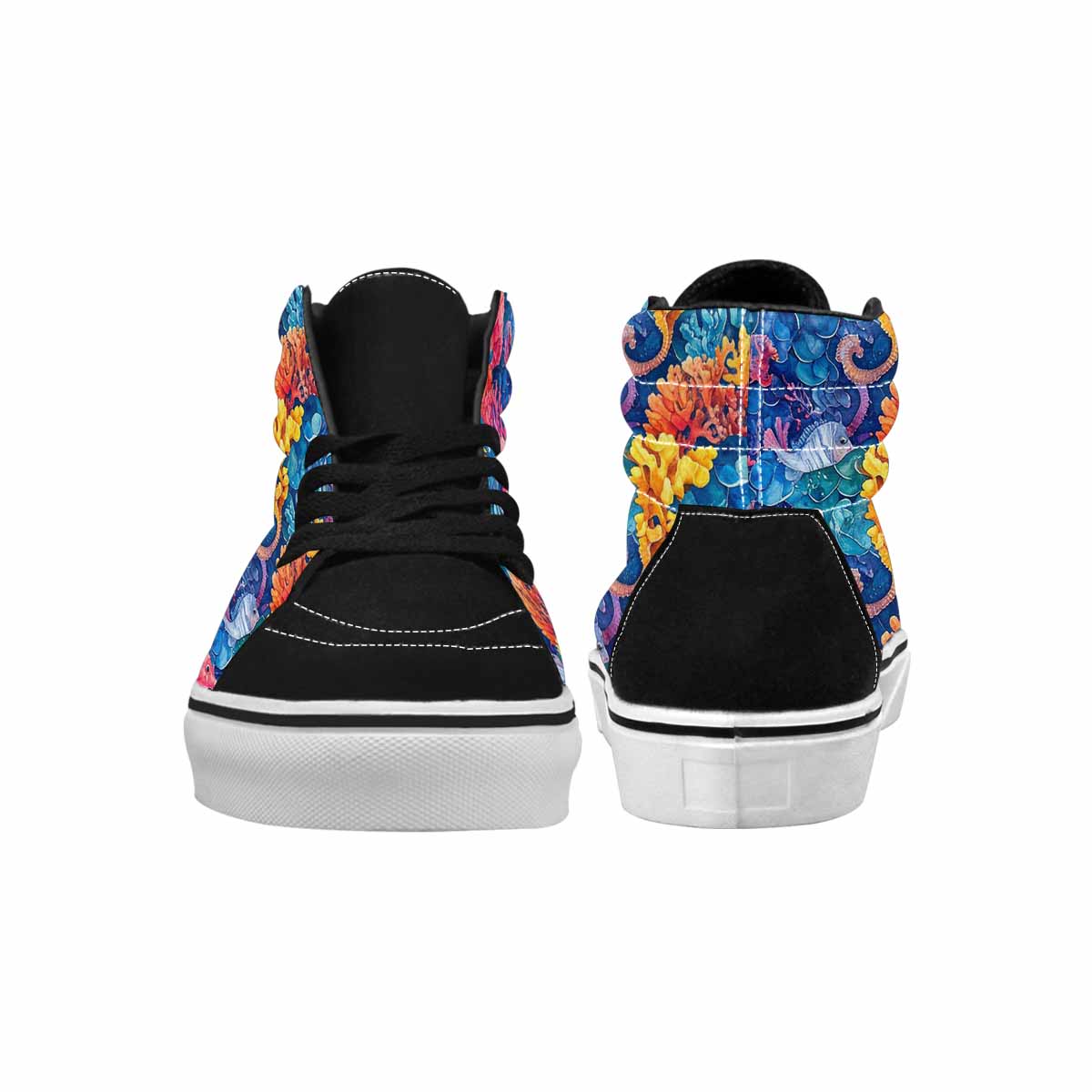 MEN'S Fish Scale Coral High Top Canvas Neon Fantasy Custom Shoes